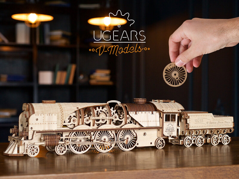 Läs mer om Ugears 3D-pussel i Trä - Tåg