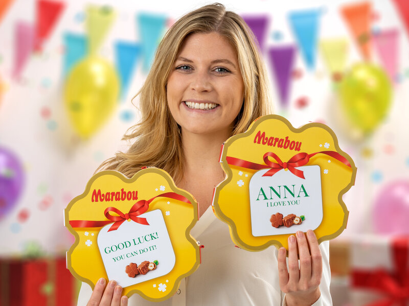 Läs mer om Personaliserad Marabou Tack Chokladask